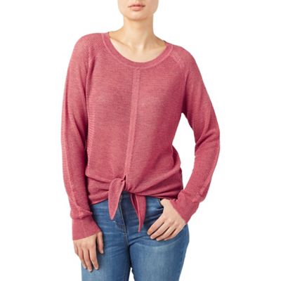 Coral Tie Front Knit Top